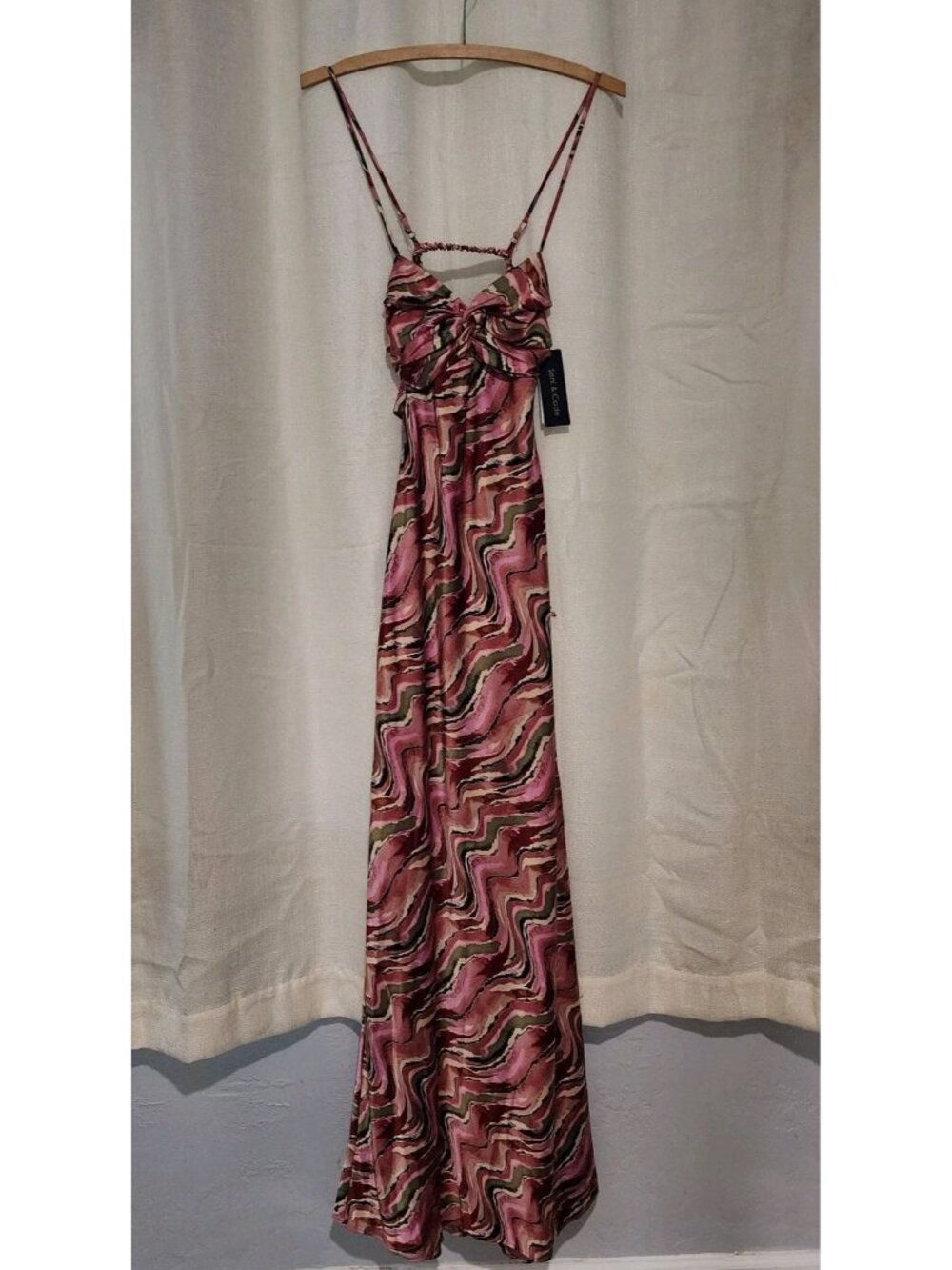 Women's Maxi Dress Spaghetti Strap Abstract Print Size XXS NWT